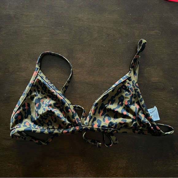 Madewell Second Wave Bralette Bikini Top Leopard Strappy XS - Picture 3 of 9